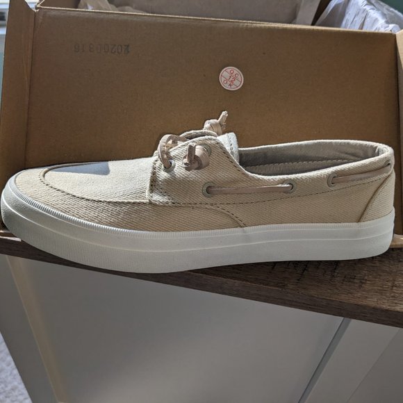 NEW Sperry Top Sider Crest Boat Twill Shoes Sneaker. Natural. Size 8.5 Med. NIB! - Picture 6 of 6